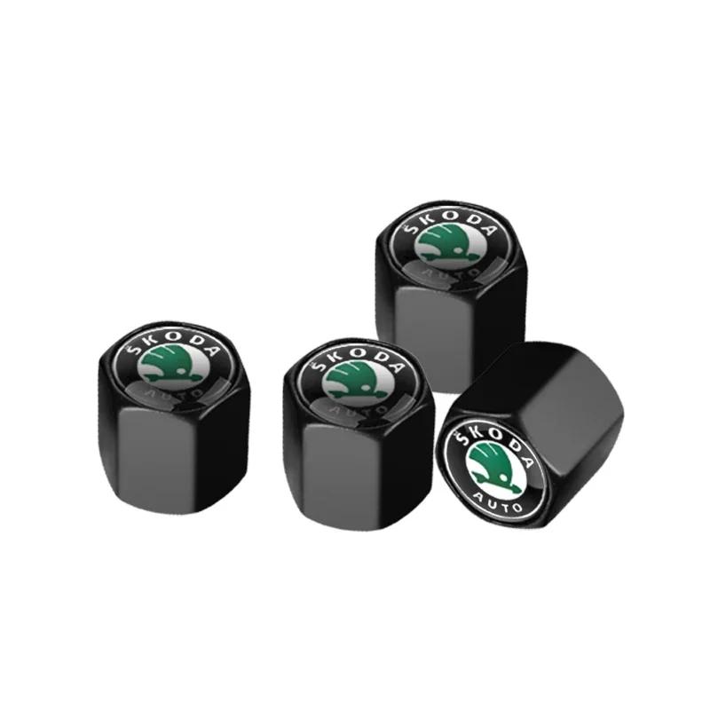 Car Logo Tire Parts Valve Stem Caps Cover Keychain For Skoda Fabia 2 Octavia 3 Rapid Superb Accessories Led Luggage Car Styling ahe200