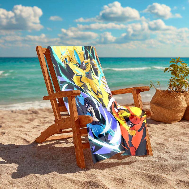 1Pc Pokemon Fire Water Heroes Beach Towel Quick Dry Multiuse For Beach Pool Gym Yoga Home Travel Christmas Halloween Xmas Gift H1151