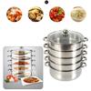 Vegetable And Rice Steamer, Stainless Steel 5 Tier Steamer Momo Maker Modak Pasta, Salad Steamer with Lid for Induction Cookers