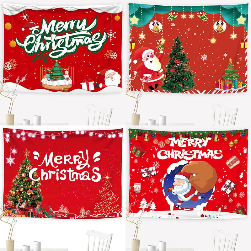 Рождественская Елка Гобелен Санта Клаус Висит Ткани Фон Ткани Рождественская Елка
