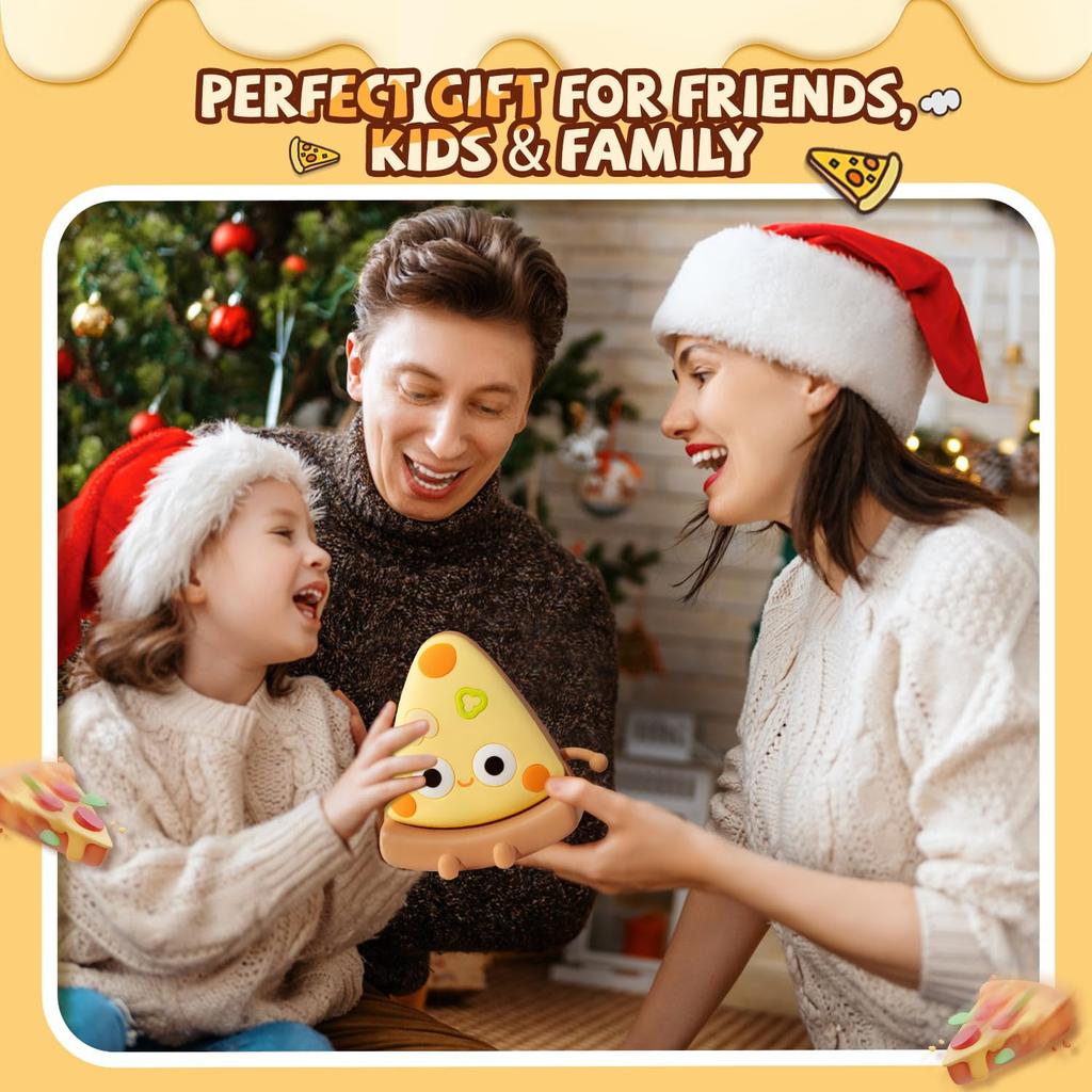 LED Night Light Cute Pizza Night Light Portable Lighting Dimmable Children's Room Night Light Rechargeable Cute Bedside Table Lamp Desk