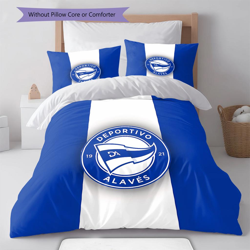 Deportivo Alaves Pattern Bedding,Quilt Set Quilt Cover Pillowcase Home Birthday Gift (1 * duvet cover + 2 * pillowcase, without core)