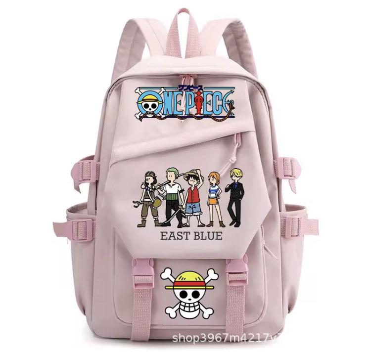 One Piece Luffy Backpack for Teens Boys Girls, Anime Cosplay School Bookbag College Student Travel Daypack Large Capacity Shoulder Bag Vintage Gift