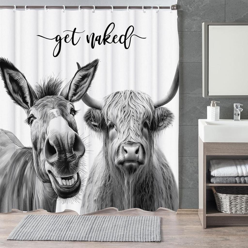 Japanese Cat Shower Curtain, Vintage Anime Sunset Wave Art, Waterproof Fabric With Hooks