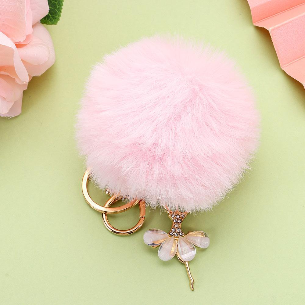 Fur Handbag Accessories Fluffy Angel Keychain Ballet Dancing Girl Keyring Car Pendant Key Buckle
