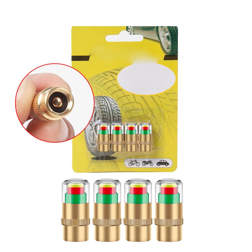 4 шт. Колпачки-индикаторы давления в шинах, 2,4 бар 36 фунтов на кв. дюйм, Индикаторы давления в шинах автомобиля с 3-цветным визуальным оповещением, Универсальные колпачки для ниппелей для автомобилей