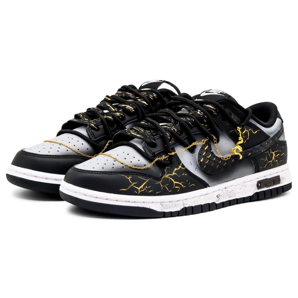 Nike Кроссовки Dunk Нескользящие, Износостойкие, Легкие Низкие Кеды для Скейтбординга Унисекс Черный Золотой DD1391-100(Team52-S-BOX)
