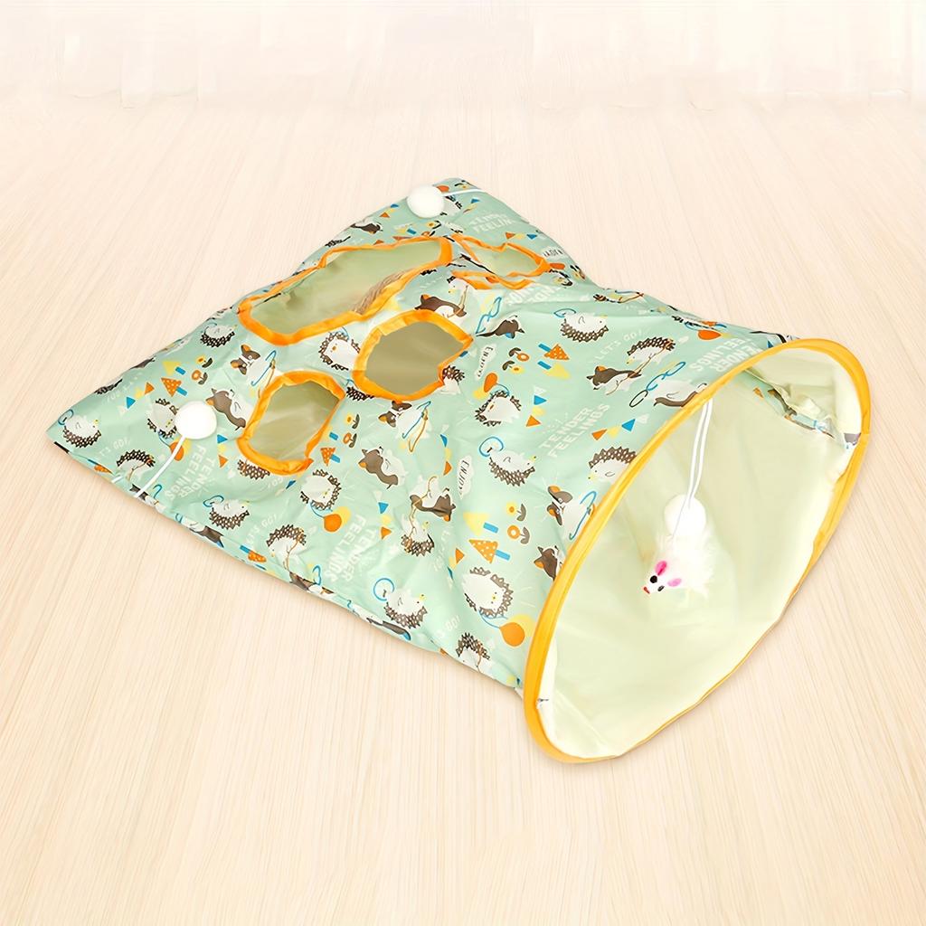 Складная игрушка-туннель для кошек для интерактивной игры, в комплект входят смотровое отверстие и подвесной мяч