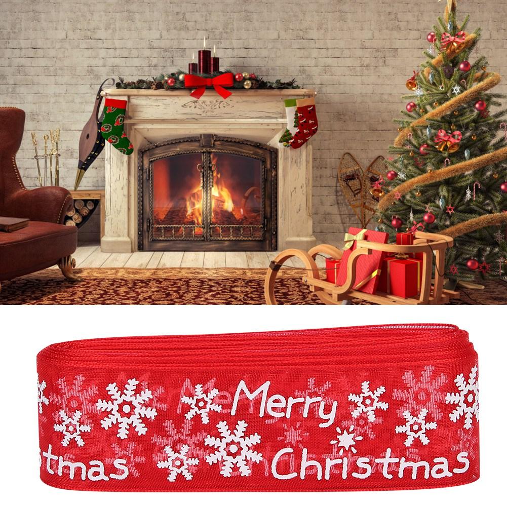25mm 5Yards Printed Flowers Christmas Ribbon Sewing Gifts Packing Belt Decoration