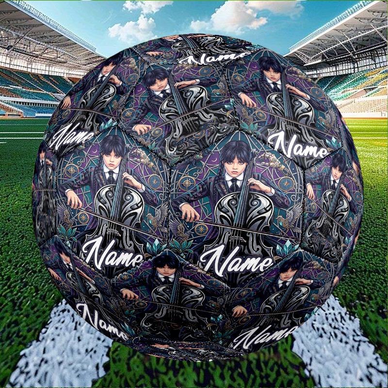 Custom Name Personalized Wednesday Print Size 5 Soccer Ball Training & Match Football, for Team, Kicking, Gift for Football