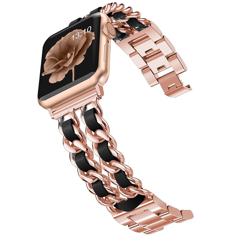Браслет с кубинскими звеньями для Apple Watch, ремешок 40 мм, 41 мм, 38 мм, 44 мм, 45 мм, 42 мм, трендовый металлический браслет, браслет iWatch серии 3, 4, 5, 6, se 7, ремешок