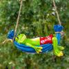 Resin Hanging Frog On Hammock Garden Decoration Items For Outdoor Balcony Home Office Hotel Lounge (21 X 9.5 Cm, L X H), Multicolour