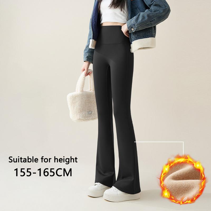 Осенне-зимние брюки-клеш из кроличьего флиса Sharkskin, леггинсы для женщин, эластичные, с высокой талией, тонкие, теплые, подковообразные брюки