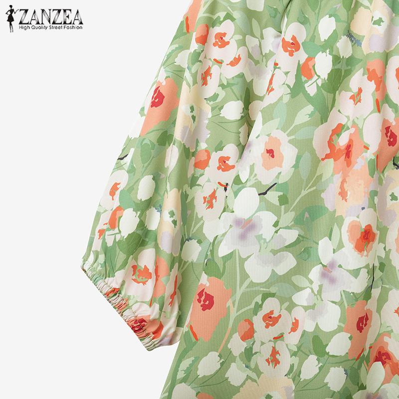 ZANZEA Женская блузка с коротким рукавом и шорты Летние костюмы-двойки с цветочным принтом