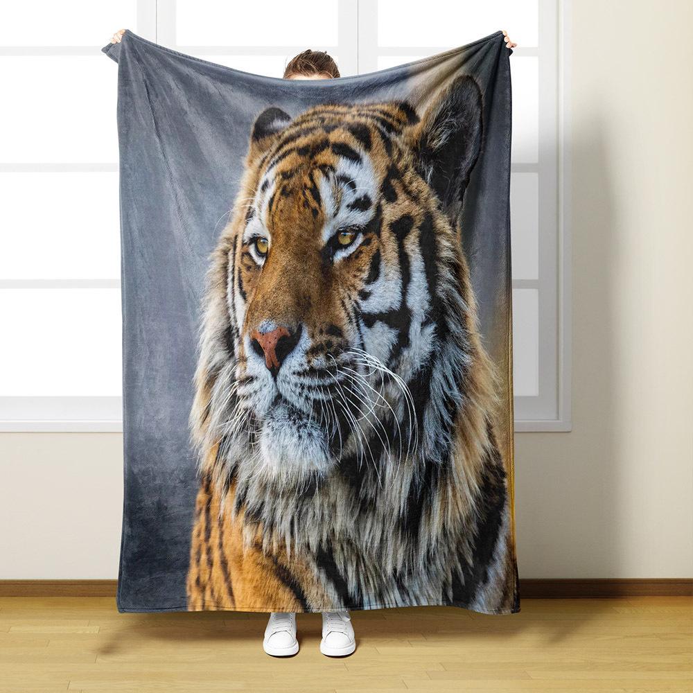 Tiger pattern Printed Blanket for Sofa Bed Travel Camping Living Room Office Conditioning Blanket for All Seasons Gifts