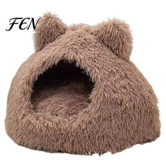 Indoor Cat Sleeping Nest Plush Cave Bed, Warm Enclosed Hideaway, Fluffy Cozy Portable Pet Bed for Living Rooms Tent Burrow Cats Small Dogs