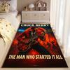 Pop Culture Area Rug, Chuck Berry The Man Who Started It All Rock Guitar Poster, Man Cave Decor, Non-Slip Mat