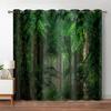 Forest Curtains Jungle Tree Nature Scenery Window Curtain Blinds for Living Room Bedroom Waterfall Left and Right Biparting Open