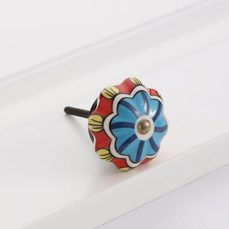 1 шт. Железный материал Винтажная ручка для шкафа Европейский стиль Расписной узор Изысканная форма тыквы Украшение для дома Многоцветный