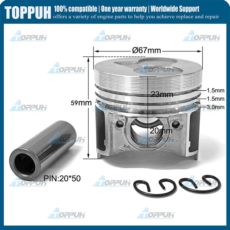 New D722 Piston Kit STD 67mm or oversize +0.5 Piston with Ring For Kubota D722 16853-21050 16851-21114 16851-21982