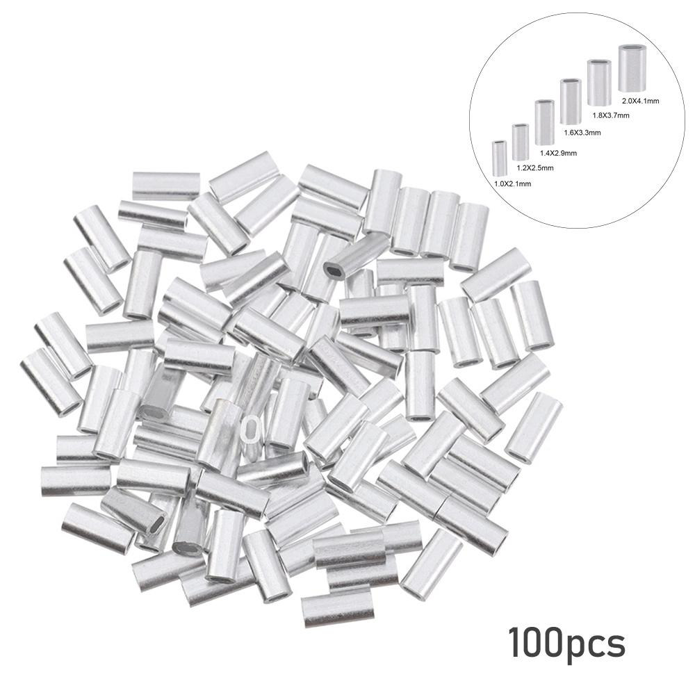 Oval 1.0-2.0mm Line Crimping Sleeves Double Aluminum Tube Fishing Wire Tube Wire Crimp Connector