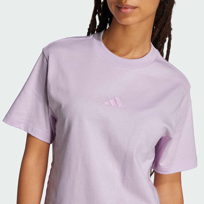 adidas W 3S SJ T Модная универсальная спортивная повседневная футболка с коротким рукавом и спущенным плечом Женские топы Светло-фиолетовый JE1238