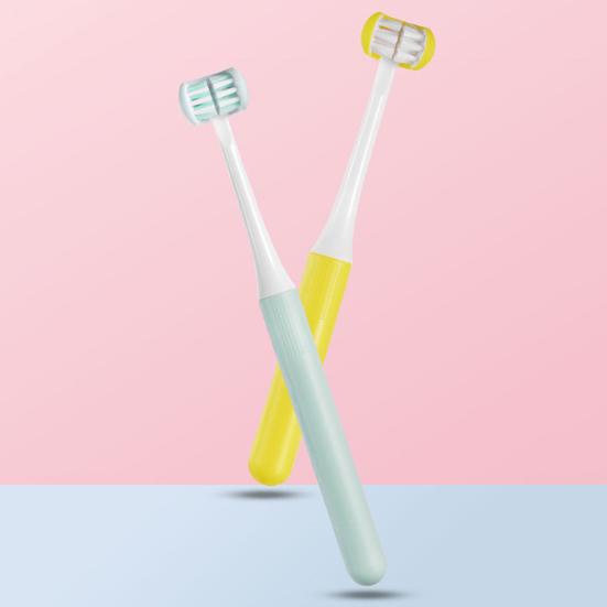 Детская зубная щетка Удобная ручка U-образного типа Безопасный компактный креативный инструмент для ухода за полостью рта Прочная трехсторонняя детская зубная щетка