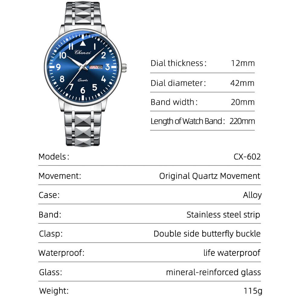 Новые кварцевые часы для мужчин из нержавеющей стали, водонепроницаемые, светящиеся, с календарем, деловые мужские часы Regalos Para Hombres