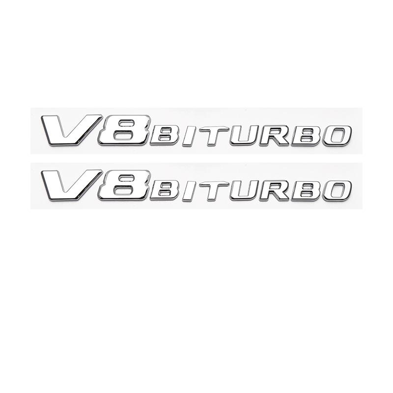 Letter Emblem for Mercedes Benz AMG V12BITURBO V8 BITURBO 4MATIC+ Car Styling Fender Logo Sticker Chrome Black Red AC1