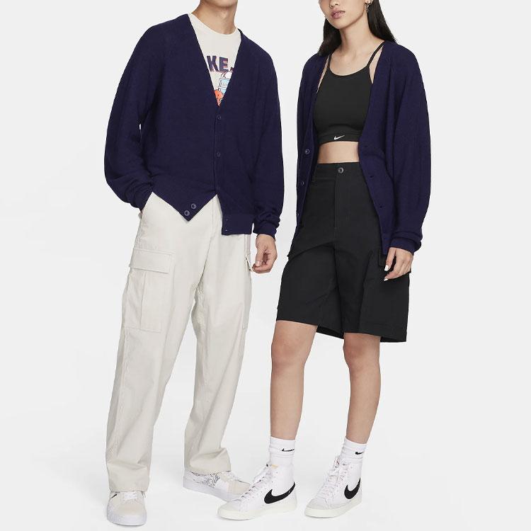 Nike Вязаный кардиган унисекс, чернильно-синий, с V-образным вырезом, средней плотности, FQ0516-555