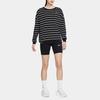 Nike Sportswear Loose Fit Logo Crew Neck Striped Breathable Warm Casual Pullover Long Sleeve T-Shirt Women Tops Black DJ9305-016