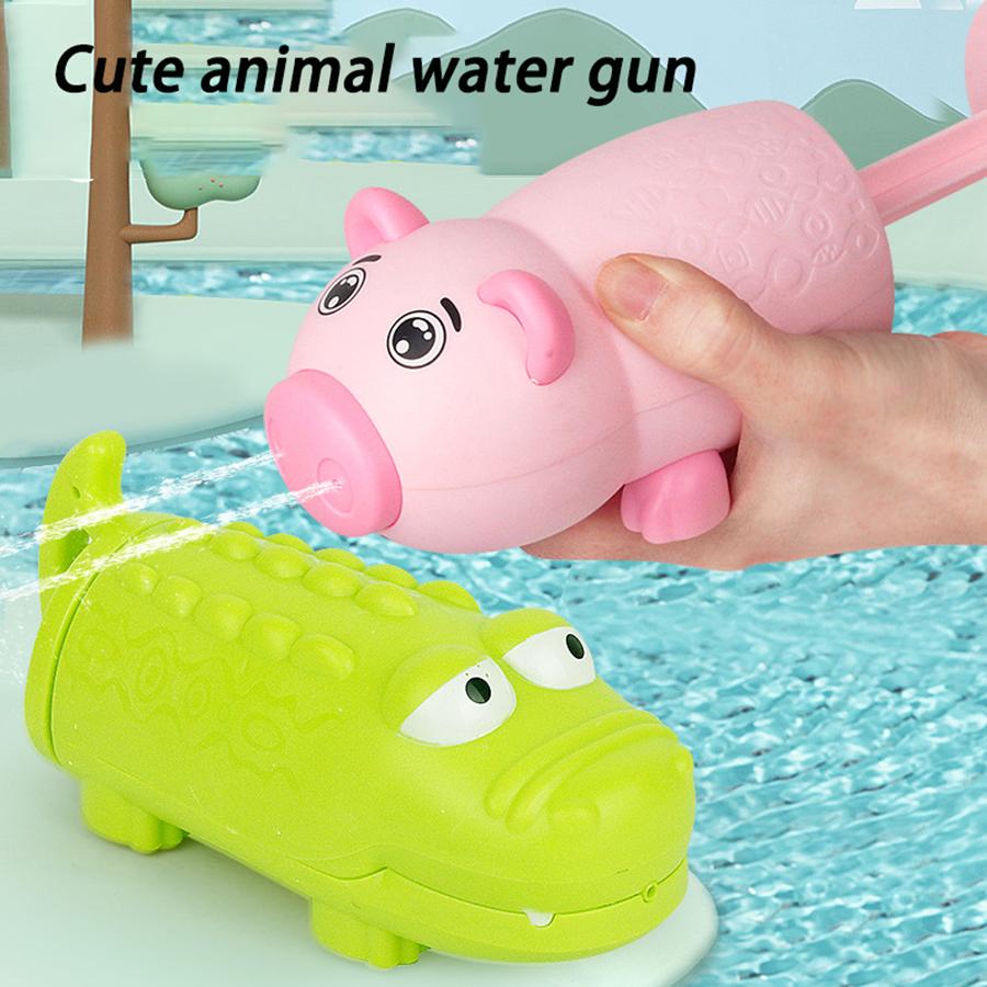 Детские вытягивающиеся водяные пистолеты Игрушки для детей Дизайн в виде мультяшной акулы Летние Игры Пляж Водяной пистолет Брызгалка Ванная Душ Игрушки для ванны