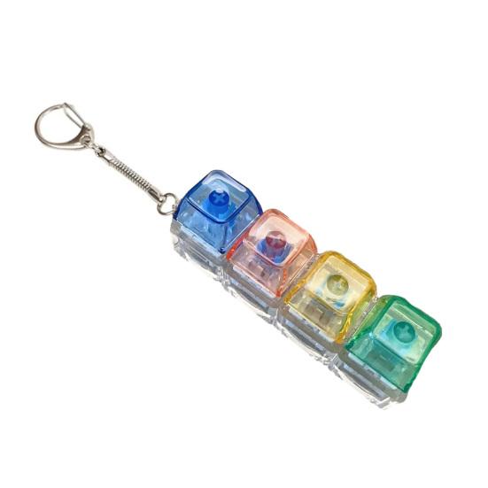 Игрушка-непоседа клавиатура с 4 клавишами со светом, снятие стресса, прозрачные колпачки, кликер для пальцев, брелок, кнопка для декомпрессии, сенсорная игрушка