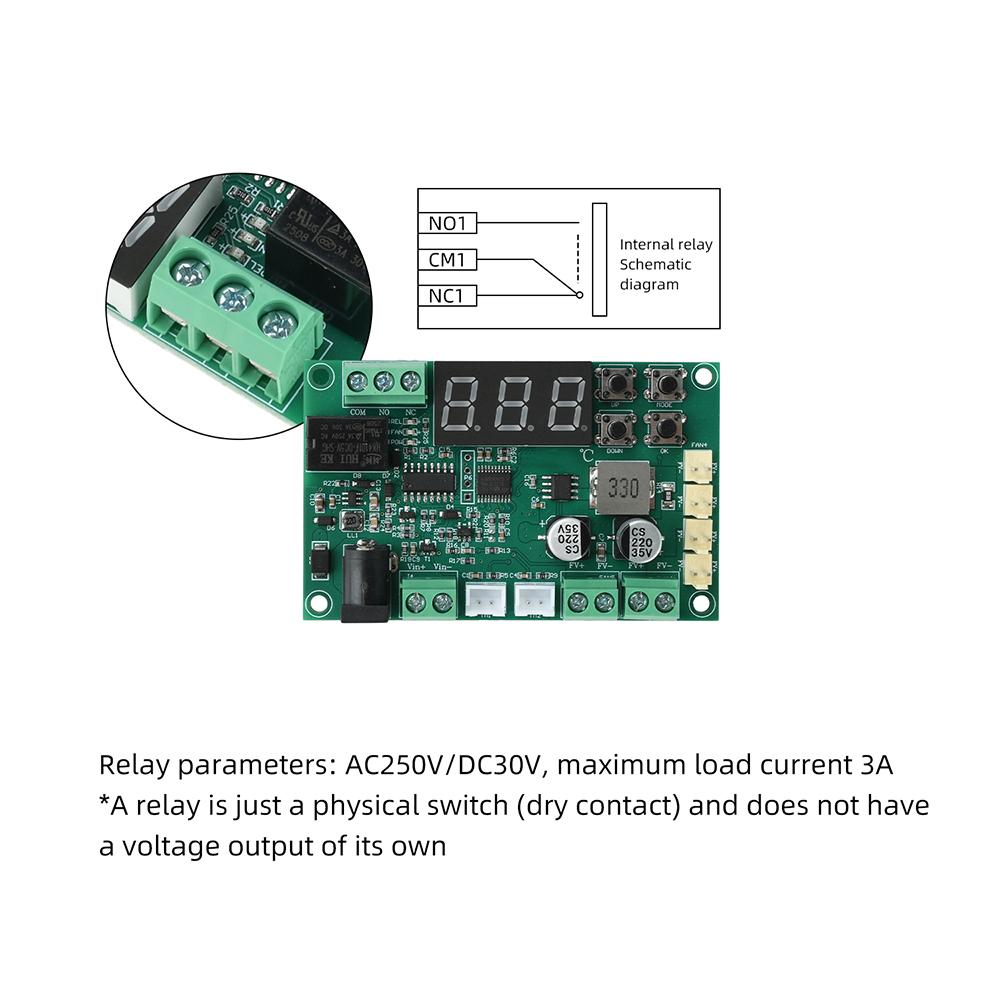 3A DC Fan Governor Digital Thermostat Module Auto Speed Control Support 2 3 4 Wire Fan For Cabinet Heat Dissipation System