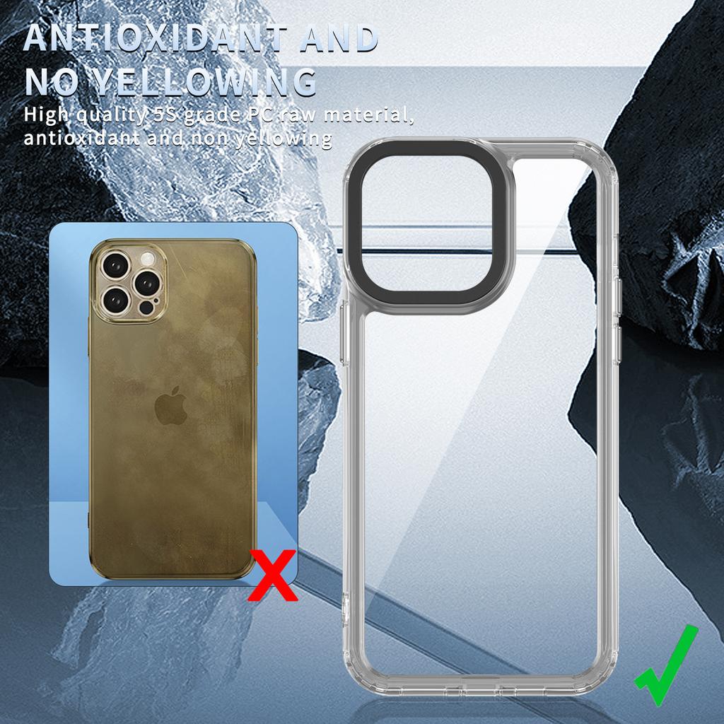 Luxury Crystal HD Transparent Hard Acrylic Armor Phone Case for IPhone 15 14 13 12 11 Pro Max Soft Bumper Shockproof Back Cover