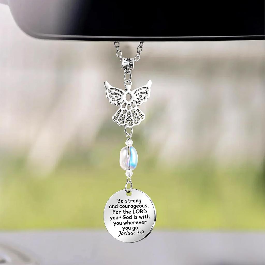 Ангельские Автомобильные Брелоки Аксессуары для Зеркала Заднего Вида Христианские Автомобильные Украшения, Подвеска Ангел-Хранитель, Религиозные Подарки с Библией, Зеркало Заднего Вида