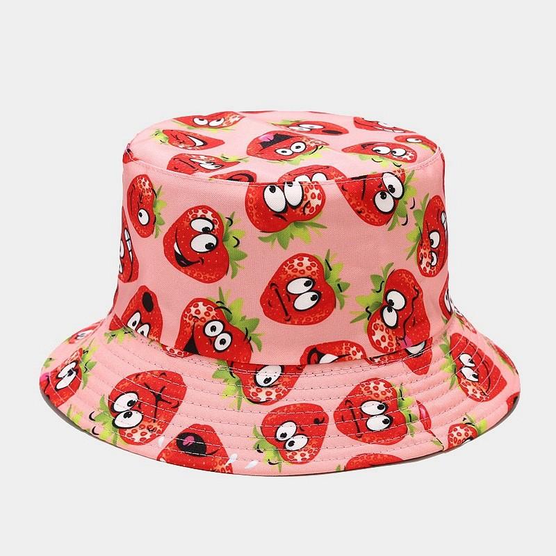 Fruit Pattern Fisherman Hat With Wide Brim For Summer Sun Protection And Casual Wear