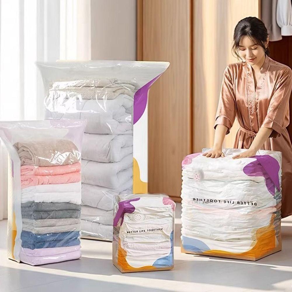 No Pump Vacuum Storage Bags Large Capacity Press & Seal Clothing Seal Bag Dust-proof Space Saving Seal Compression Bag