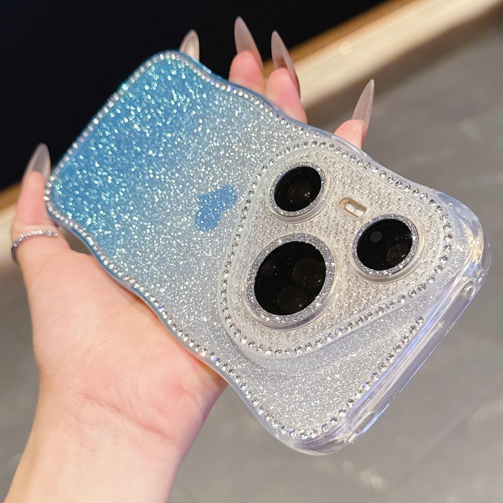 KEYSION Градиентный волнистый чехол для телефона с сердечком для Huawei Pura 70 80 Pro 80 70 Ultra, блестящий, с драгоценными камнями, протектор объектива, противоударный чехол