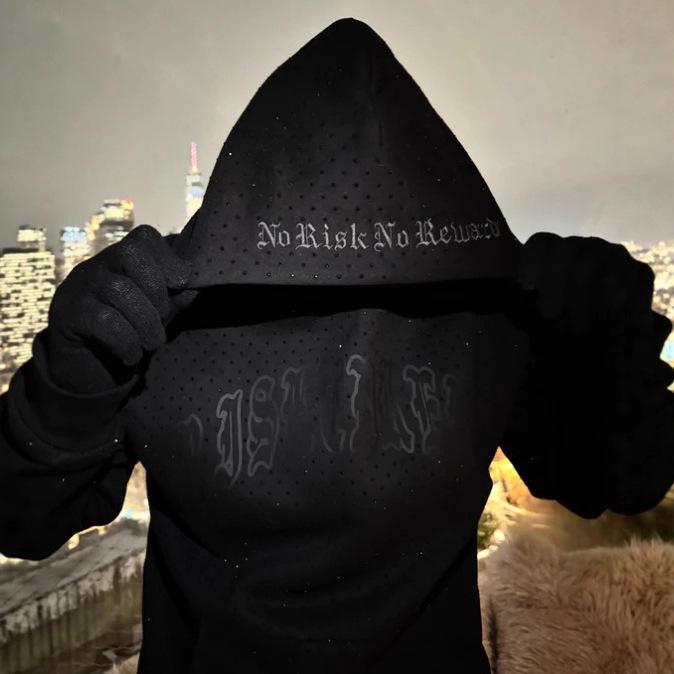 Унисекс черная серия модная толстовка с капюшоном и длинным рукавом 2025