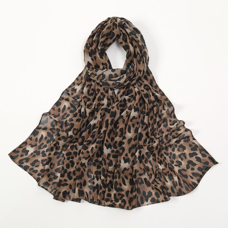 Hot-selling New Leopard Print Chiffon Printed Long Towel IN Wind Soft Skin-friendly Breathable Bag Head Towel Women