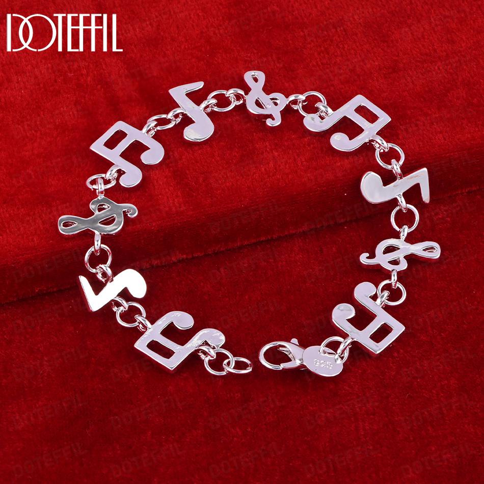 925 Sterling Silver Fashion Musical Symbol Bracelet Wedding Jewelry