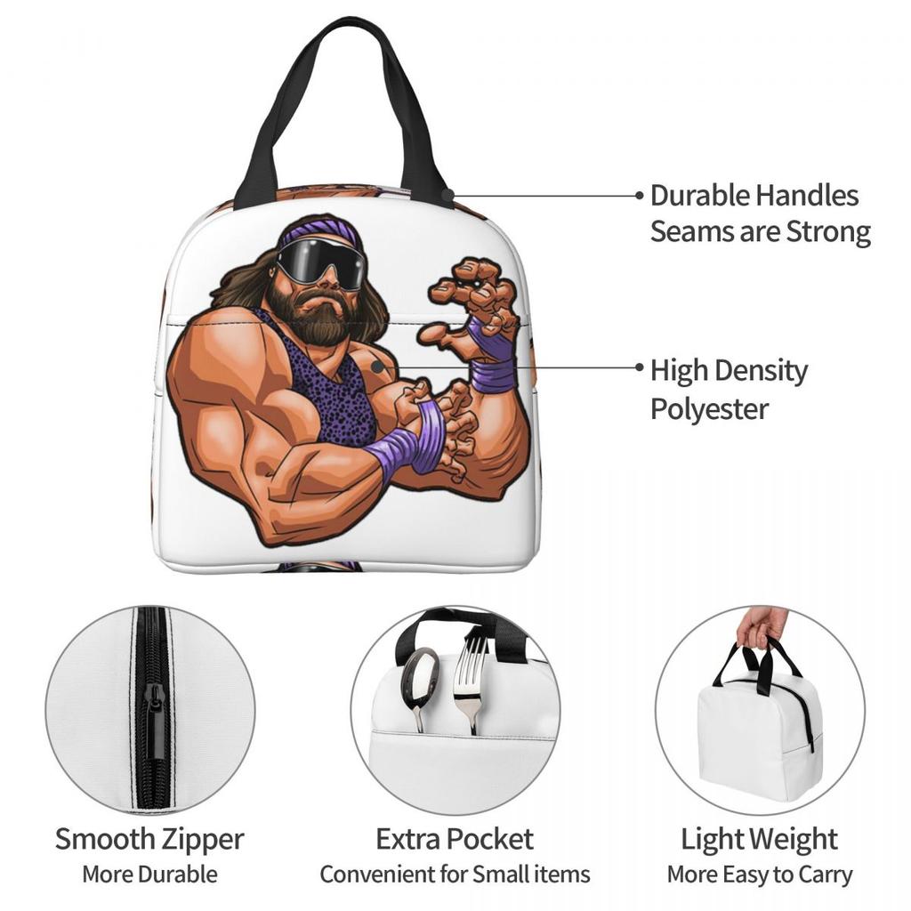 Macho Man Randy Savage Supernova Изолированная сумка-ланчбокс для женщин и детей Портативные контейнеры для еды Термосумка-ланчбокс Tote
