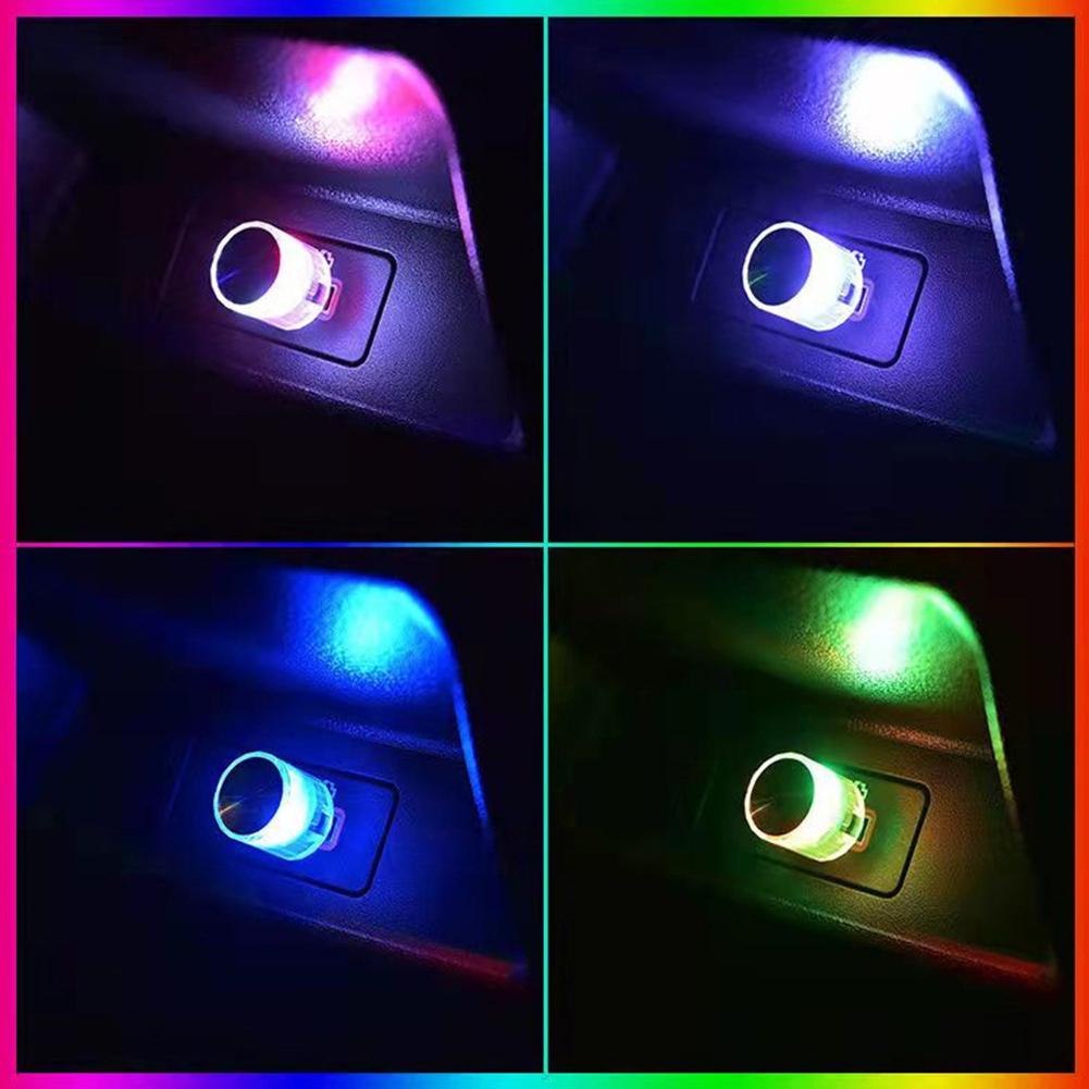 Car Mini USB LED Atmosphere Lights Decorative Lamp for Party Ambient Modeling Automotive PortablePlug Play Auto Interior Led Neon Lights 4