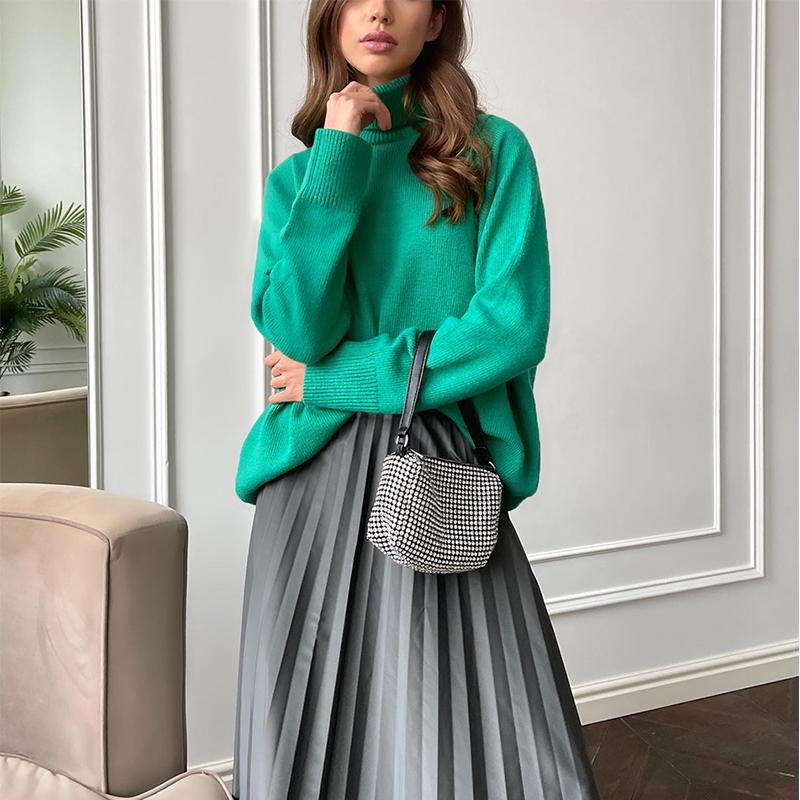 Women's Oversize Sweater Turtleneck Vintage Pullover Jumper Women Winter Thick Warm Knitted Sweater Soft for Women