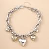 Панк Большое Сердце Любви Подвеска Ожерелье Сплав Цинка Чокер для Женщин Мода Серебристого Цвета Аксессуары для Ожерелья Подарки на День Рождения