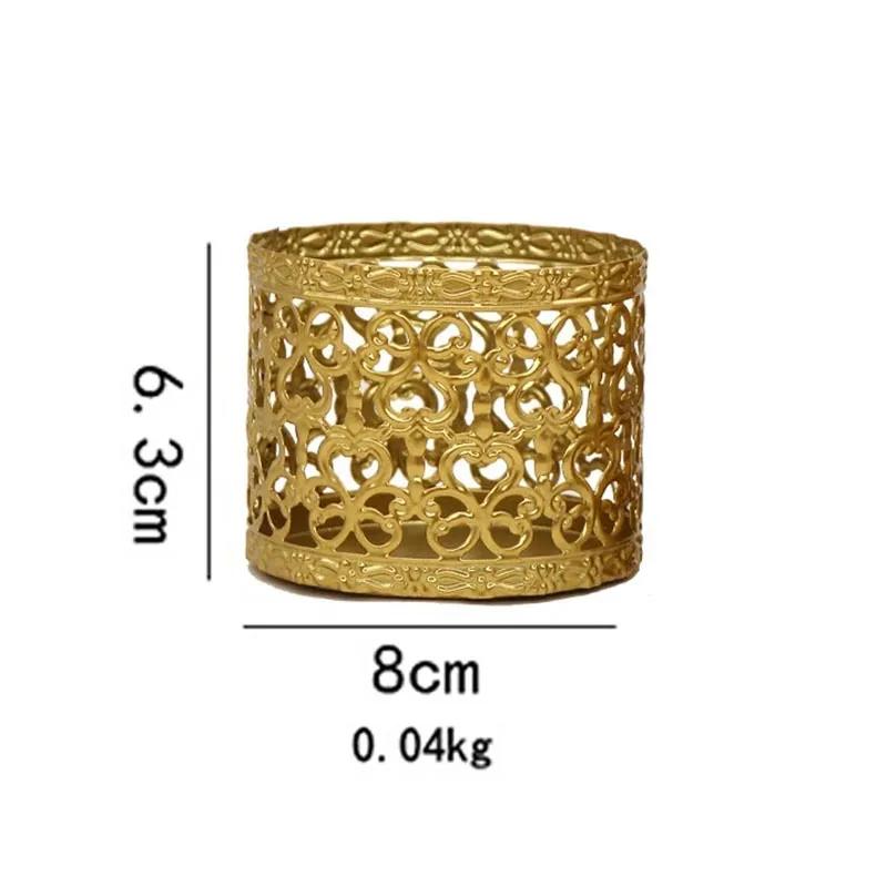 Подсвечник в скандинавском стиле, золотой геометрический полый железный подсвечник, креативный стакан для ароматерапевтической свечи, украшение для дома, орнамент YLE614