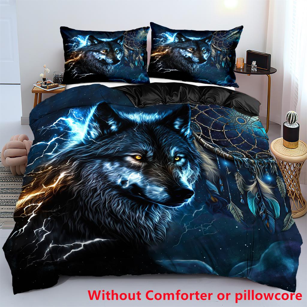 Quilt Cover 3D Printed Cartoon Anime Wolf Duvet Comforter  Polyester Soft And Comfortable Night Sky Bedding Sheets Sets