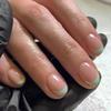 24Pcs Short Almond French Tip Press On Nails Simple Rose Art Full Cover Fake Nails
