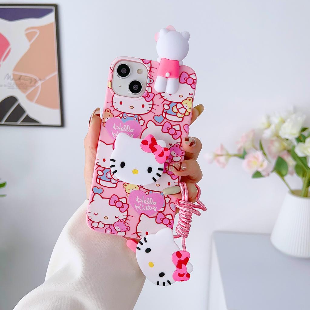 Для Samsung Galaxy A17 A07 A16 A06 A26 A56 A04E A05 A05s A15 A25 A35 A55 Чехол-Кекс Kitty с Держателем и Шнурком